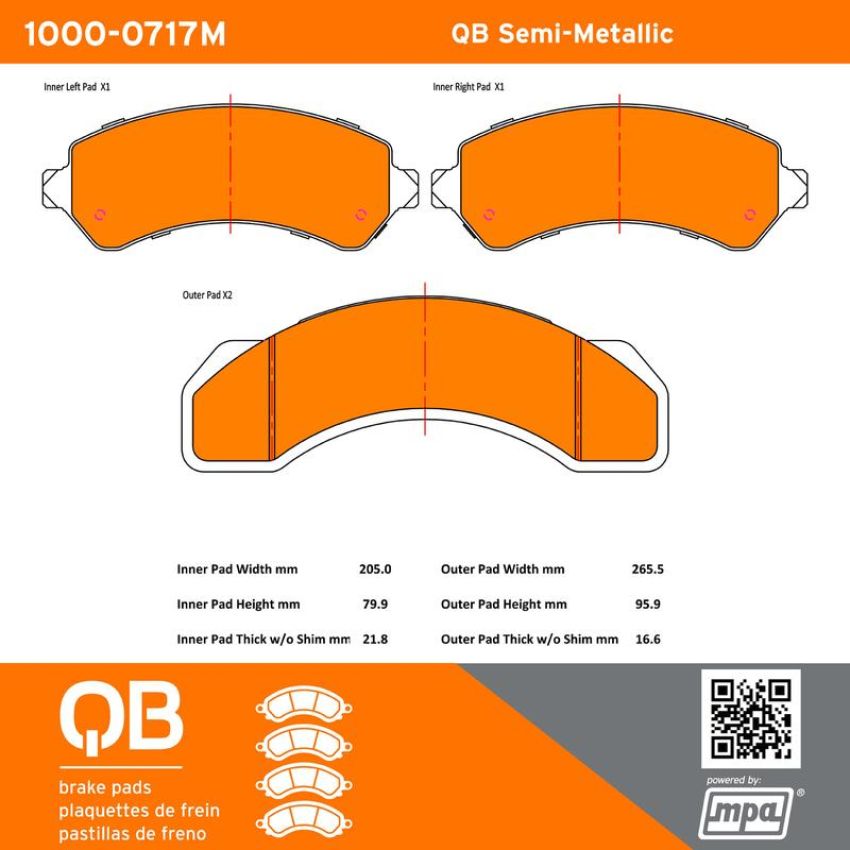 MPA 1000-0717M QB Semi-Metallic Brake Pads