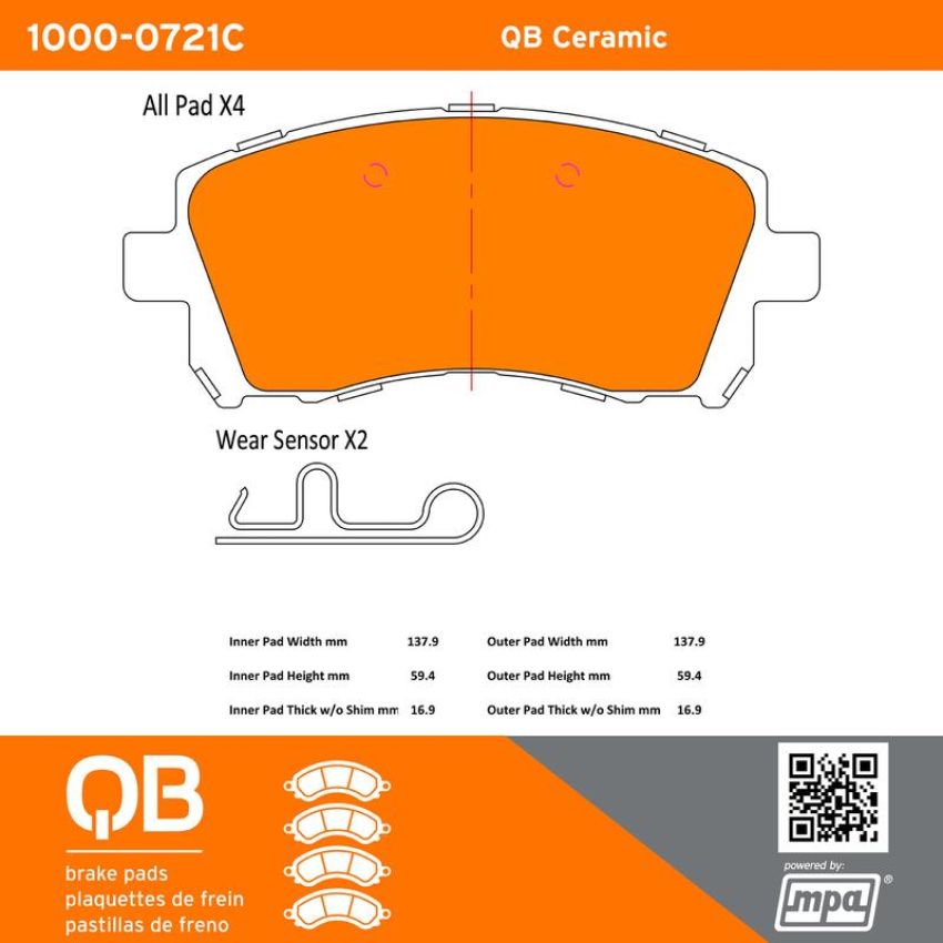 MPA 1000-0721C QB Ceramic Brake Pads
