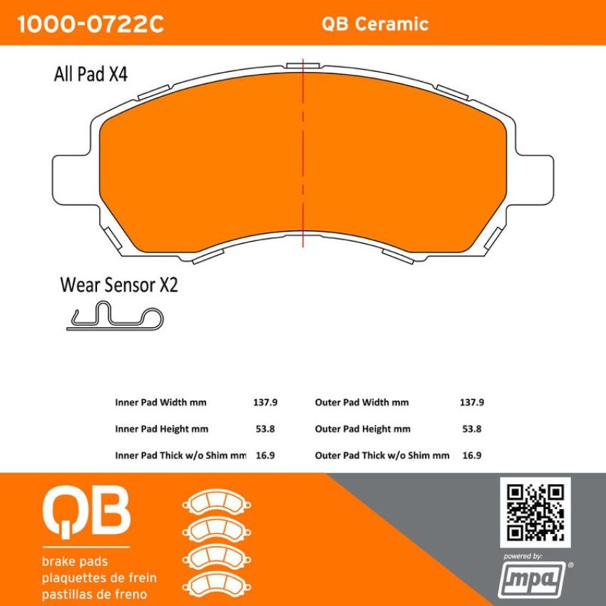 MPA 1000-0722C QB Ceramic Brake Pads