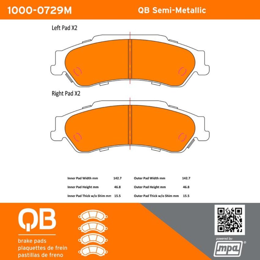 MPA 1000-0729M QB Semi-Metallic Brake Pads