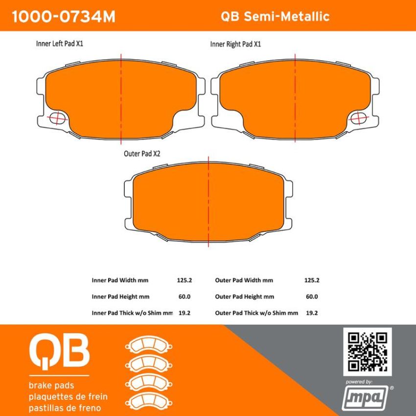 MPA 1000-0734M QB Semi-Metallic Brake Pads