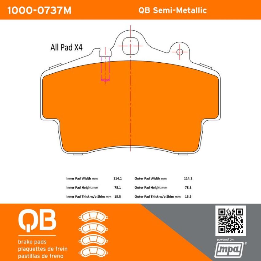 MPA 1000-0737M QB Semi-Metallic Brake Pads