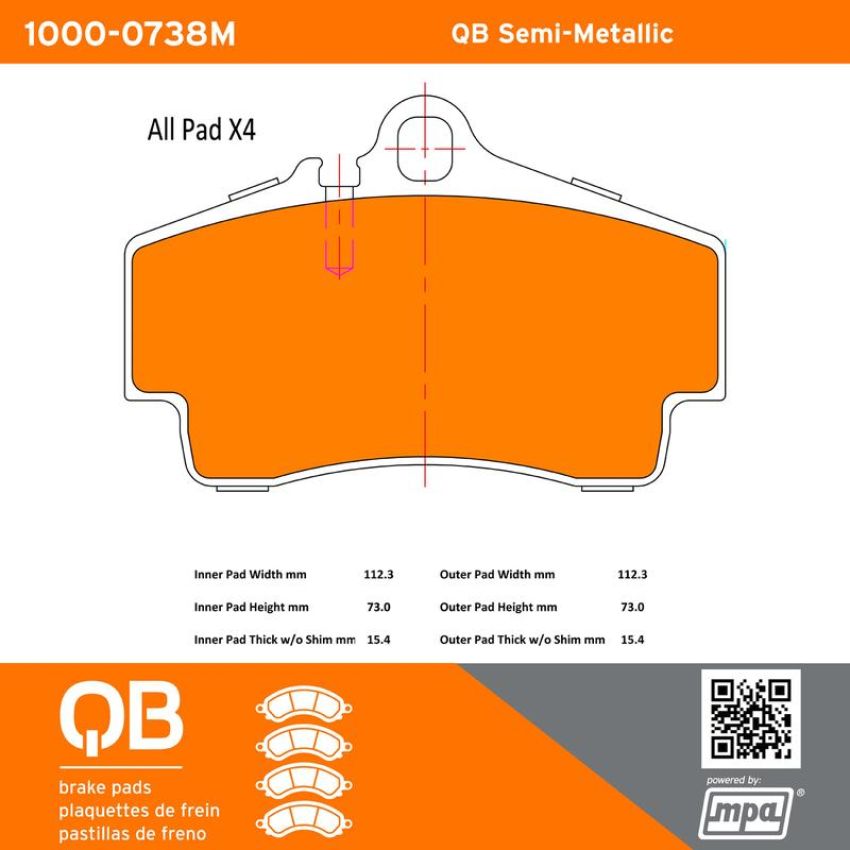 MPA 1000-0738M QB Semi-Metallic Brake Pads