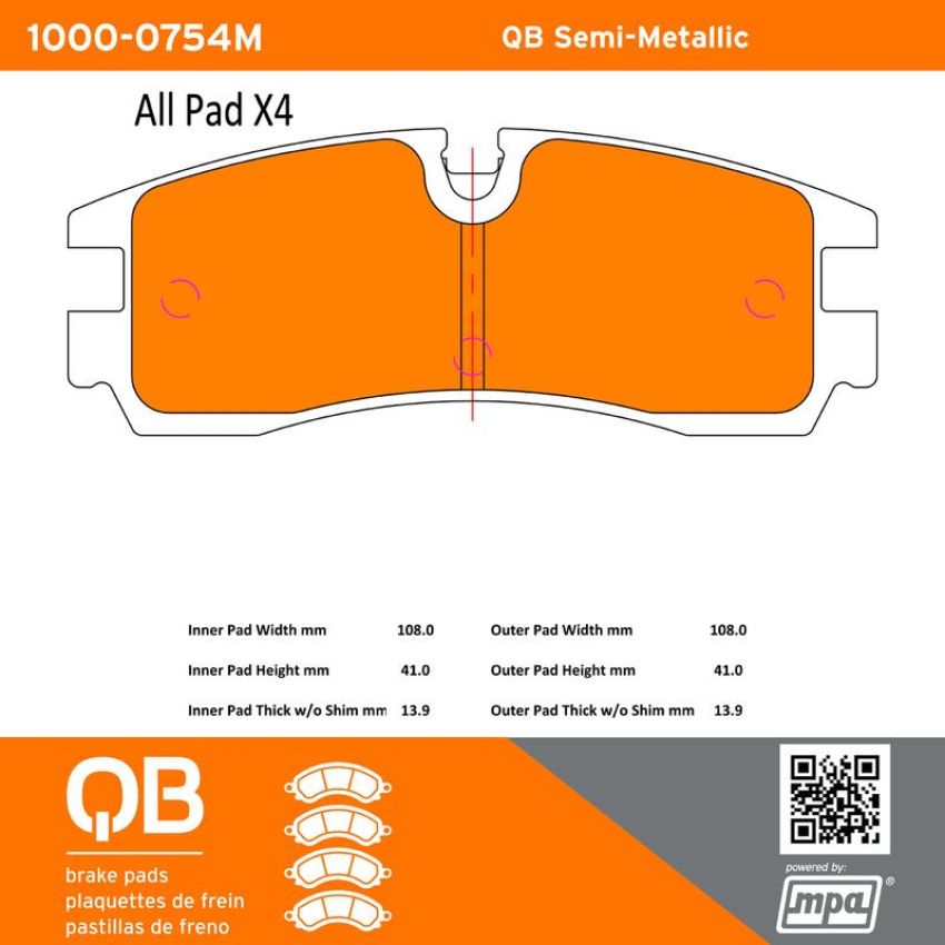 MPA 1000-0754M QB Semi-Metallic Brake Pads
