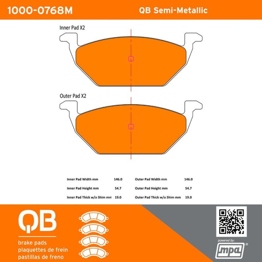 MPA 1000-0768M QB Semi-Metallic Brake Pads