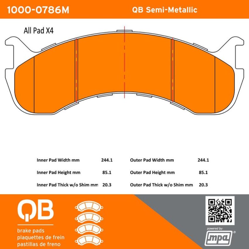 MPA 1000-0786M QB Semi-Metallic Brake Pads