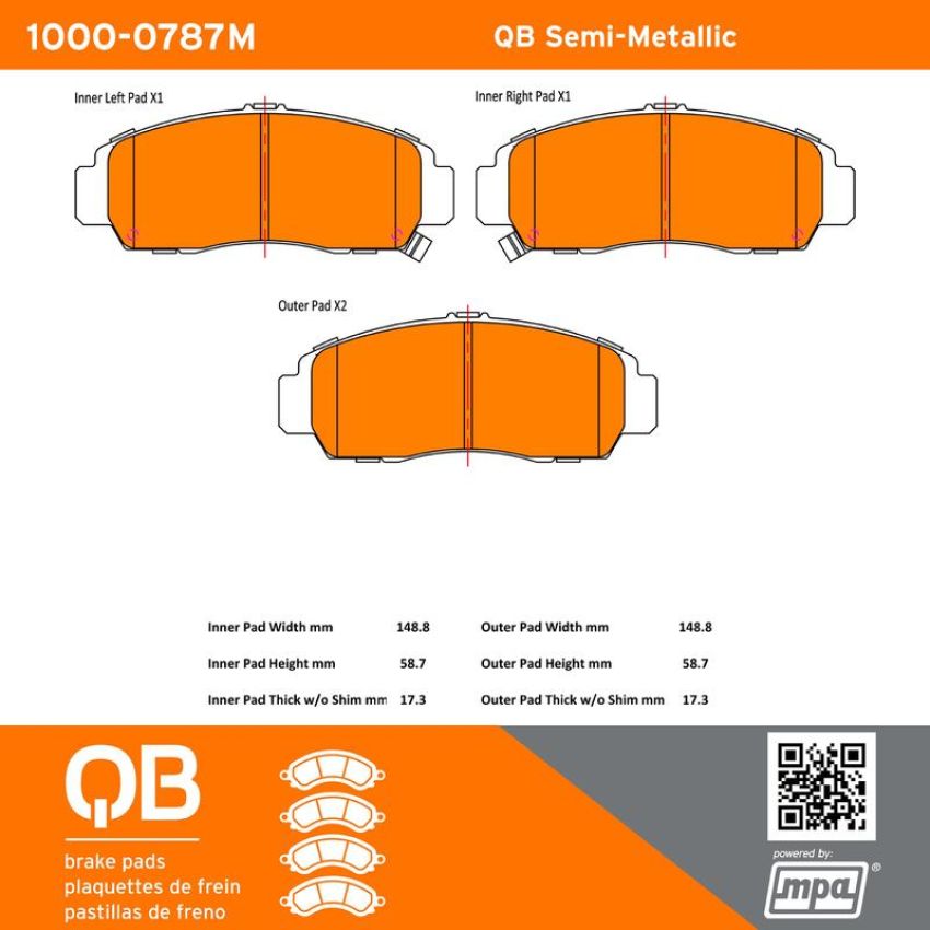 MPA 1000-0787M QB Semi-Metallic Brake Pads