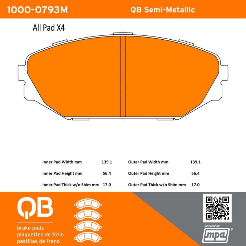 MPA 1000-0793M QB Semi-Metallic Brake Pads