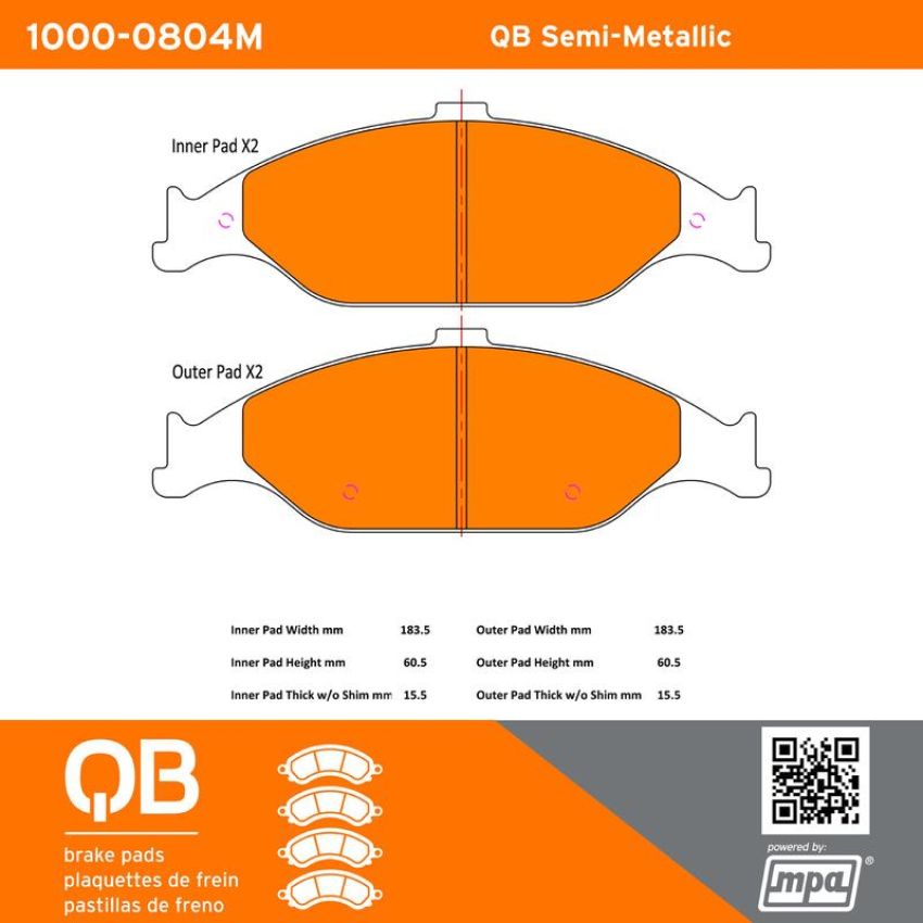 MPA 1000-0804M QB Semi-Metallic Brake Pads