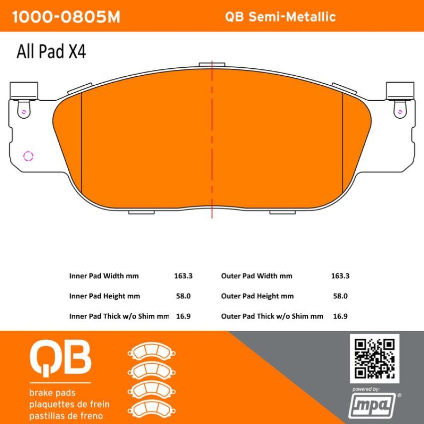 MPA 1000-0805M QB Semi-Metallic Brake Pads