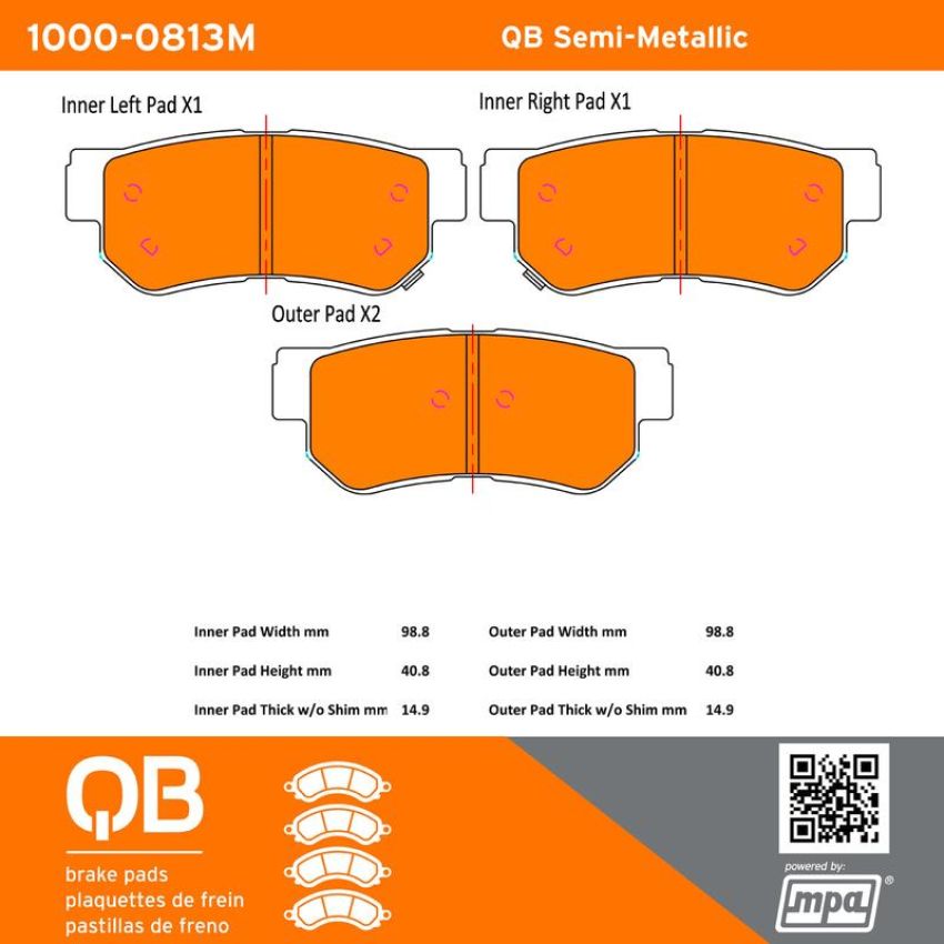 MPA 1000-0813M QB Semi-Metallic Brake Pads