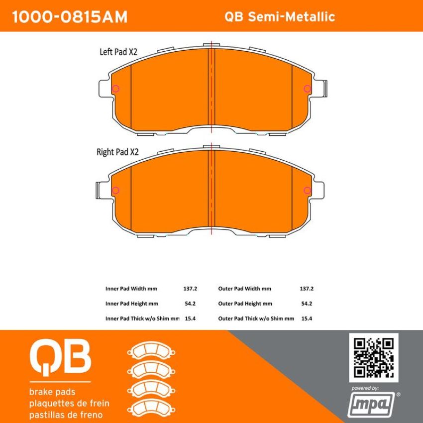 MPA 1000-0815AM QB Semi-Metallic Brake Pads