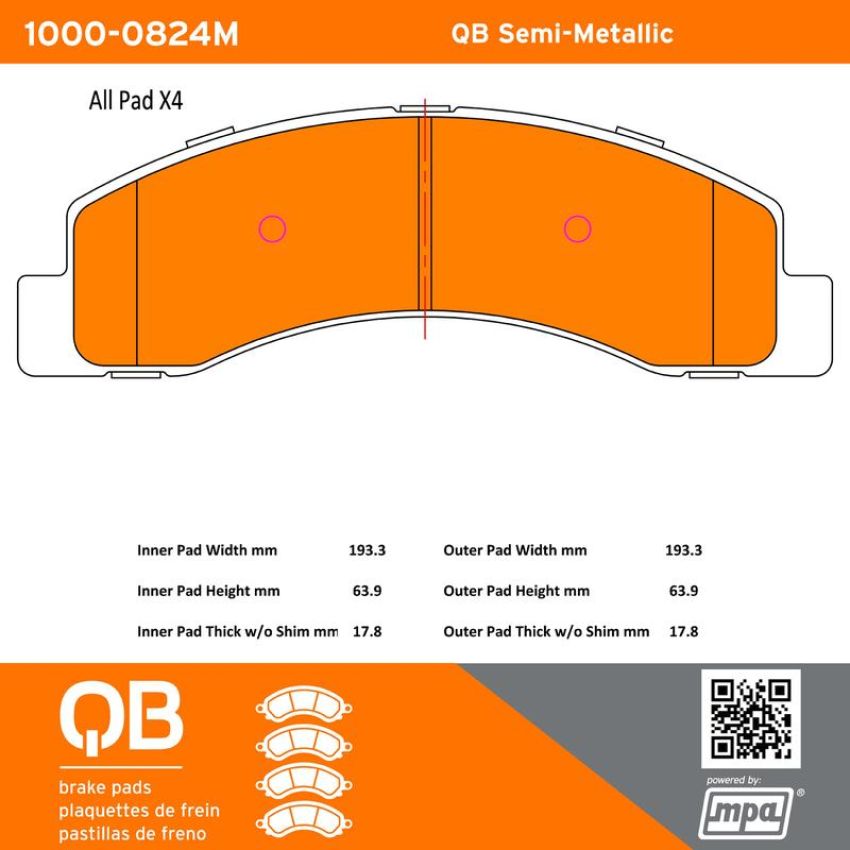 MPA 1000-0824M QB Semi-Metallic Brake Pads