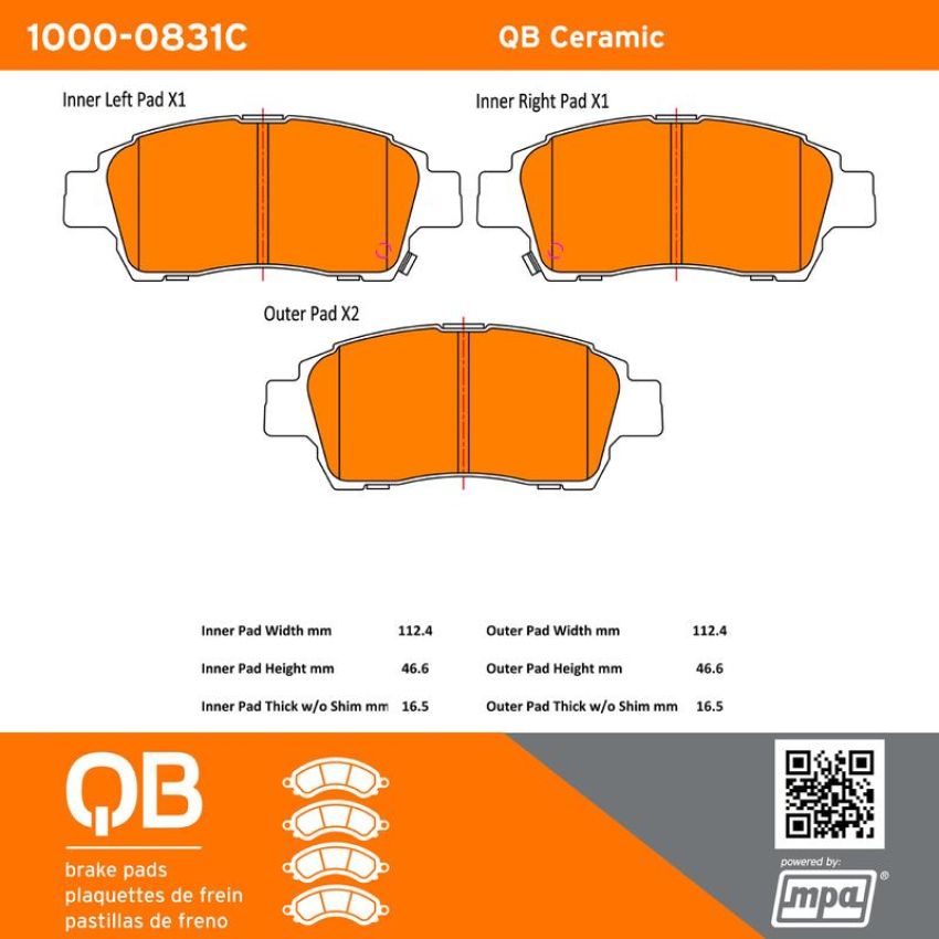 MPA 1000-0831C QB Ceramic Brake Pads