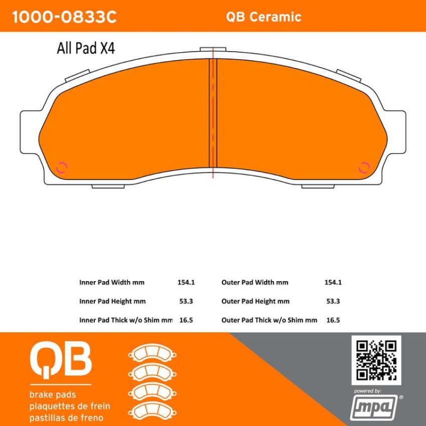MPA 1000-0833C QB Ceramic Brake Pads