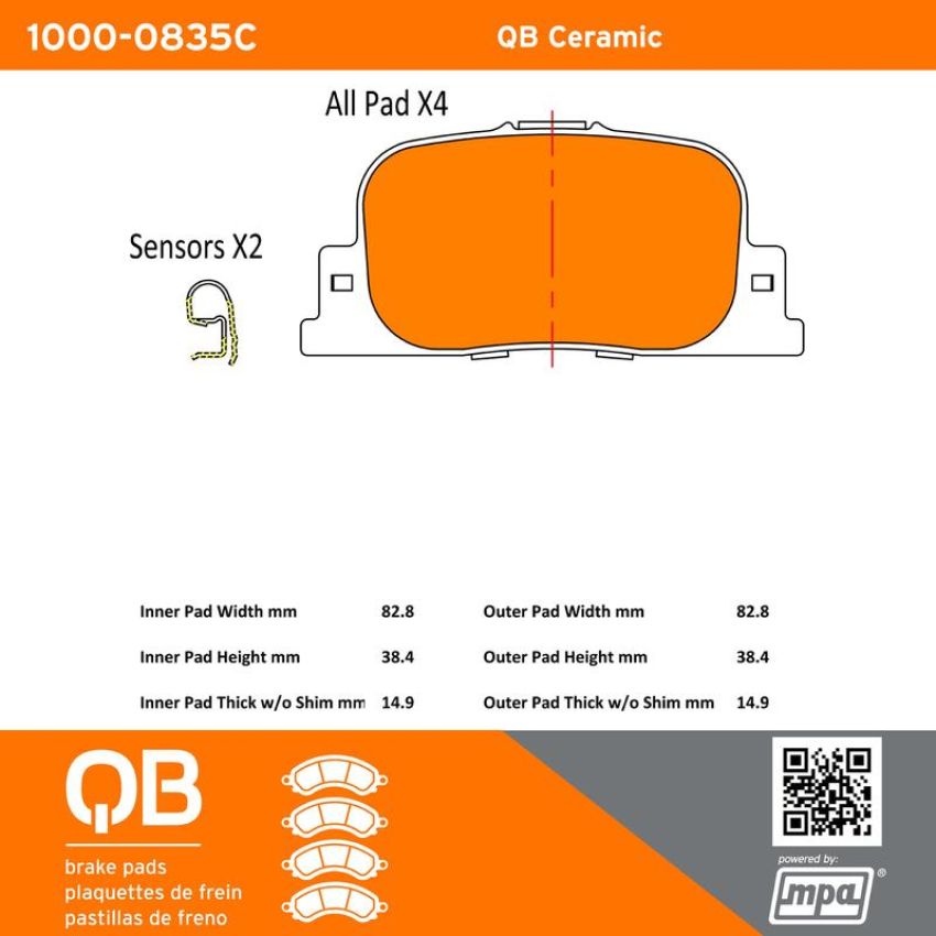 MPA 1000-0835C QB Ceramic Brake Pads