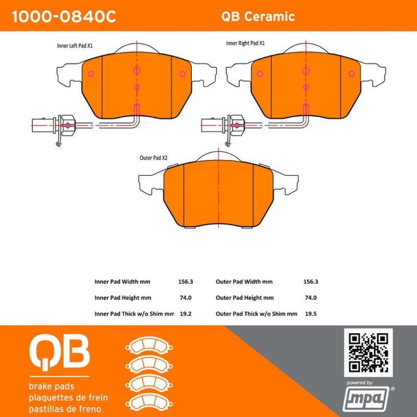 MPA 1000-0840C QB Ceramic Brake Pads
