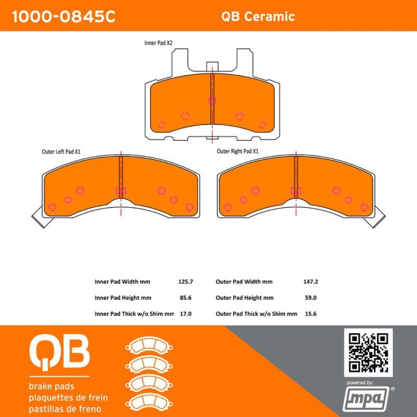MPA 1000-0845C QB Ceramic Brake Pads