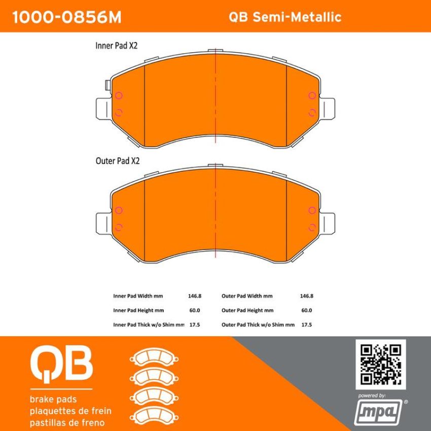 MPA 1000-0856M QB Semi-Metallic Brake Pads