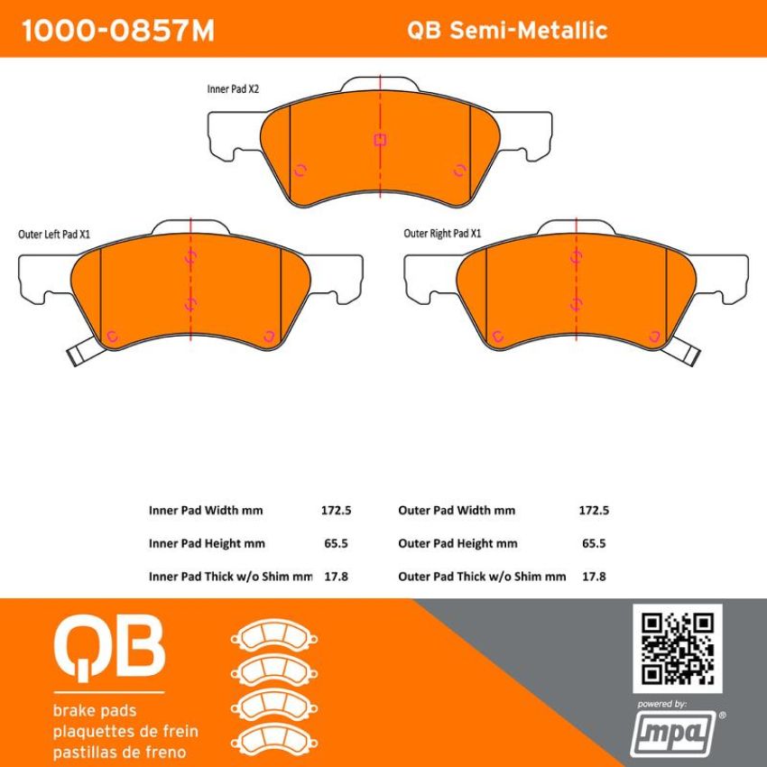 MPA 1000-0857M QB Semi-Metallic Brake Pads