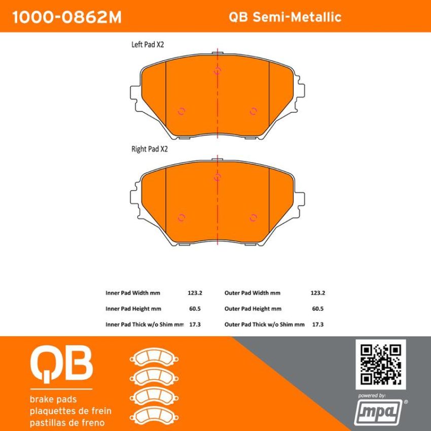 MPA 1000-0862M QB Semi-Metallic Brake Pads