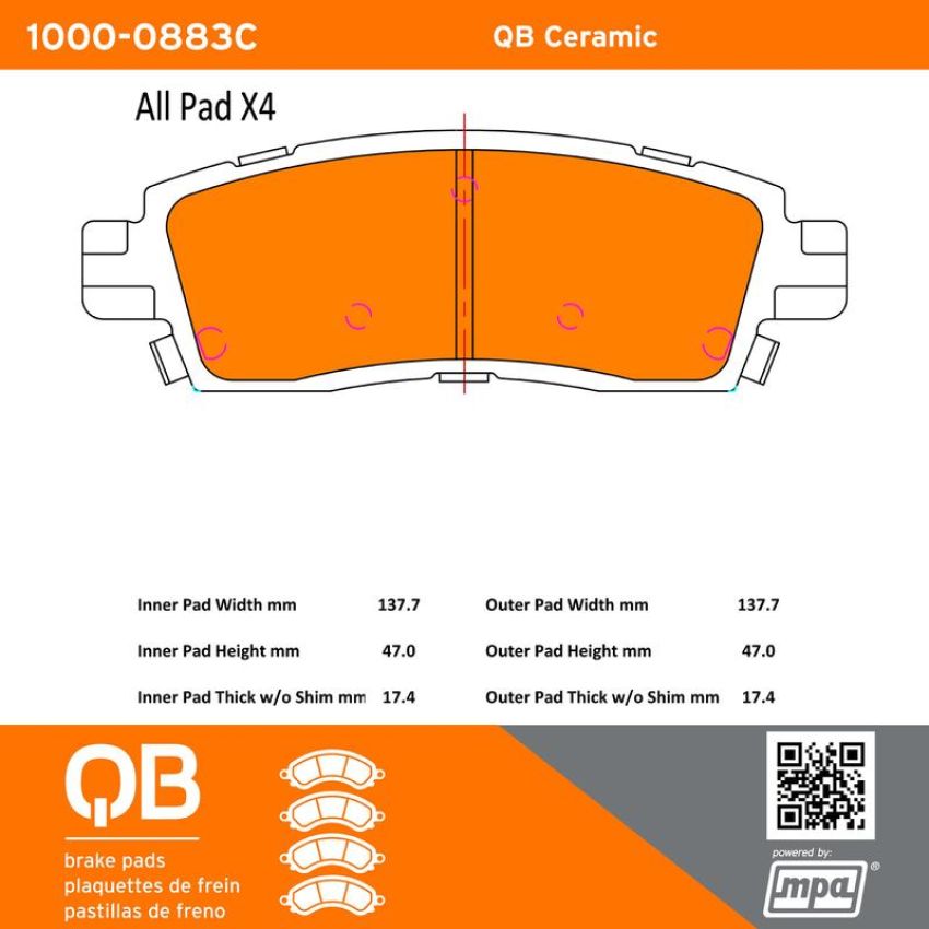 MPA 1000-0883C QB Ceramic Brake Pads