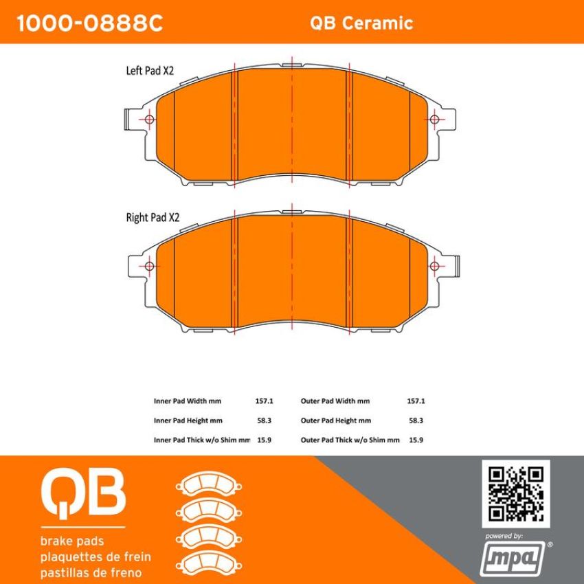 MPA 1000-0888C QB Ceramic Brake Pads