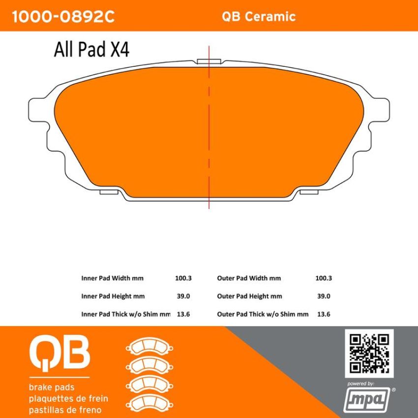 MPA 1000-0892C QB Ceramic Brake Pads