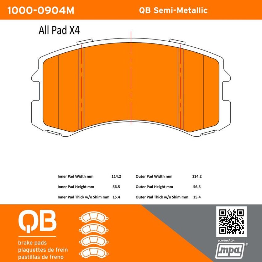 MPA 1000-0904M QB Semi-Metallic Brake Pads