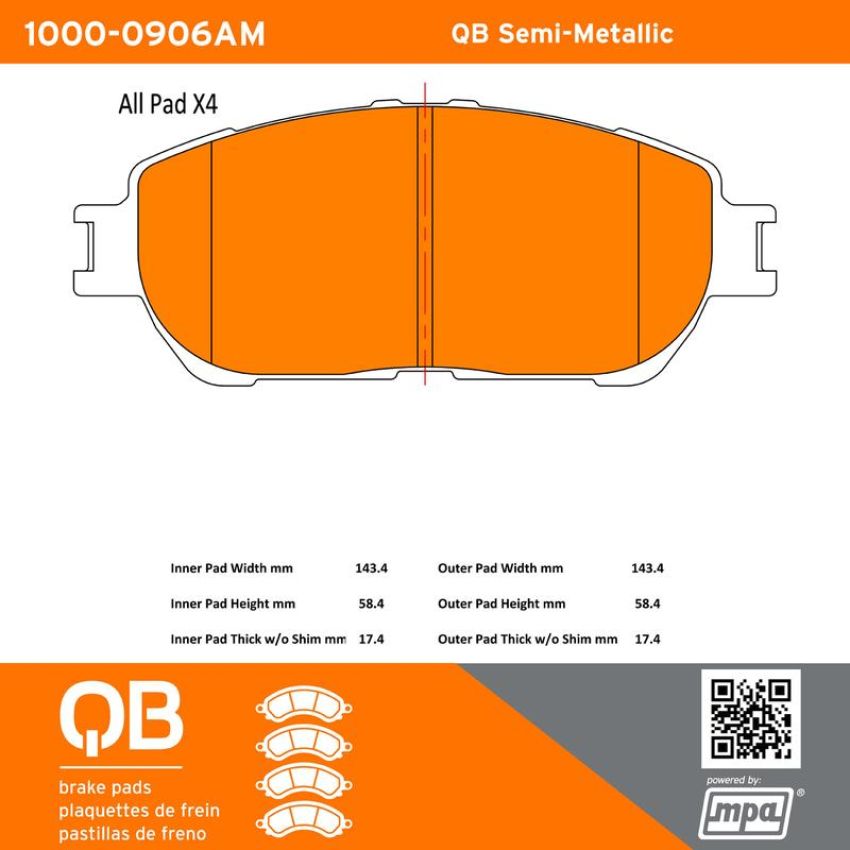 MPA 1000-0906AM QB Semi-Metallic Brake Pads