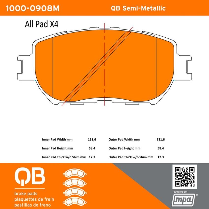 MPA 1000-0908M QB Semi-Metallic Brake Pads