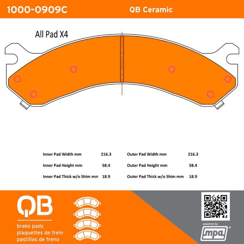 MPA 1000-0909C QB Ceramic Brake Pads
