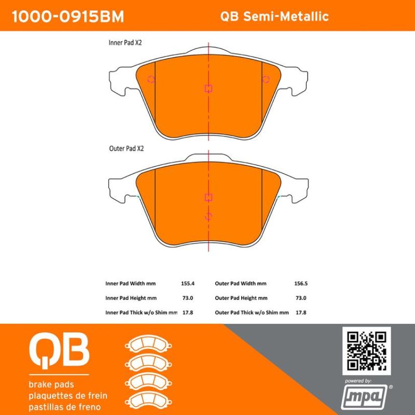 MPA 1000-0915BM QB Semi-Metallic Brake Pads