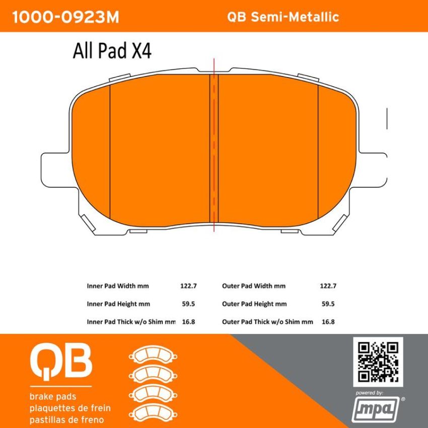 MPA 1000-0923M QB Semi-Metallic Brake Pads