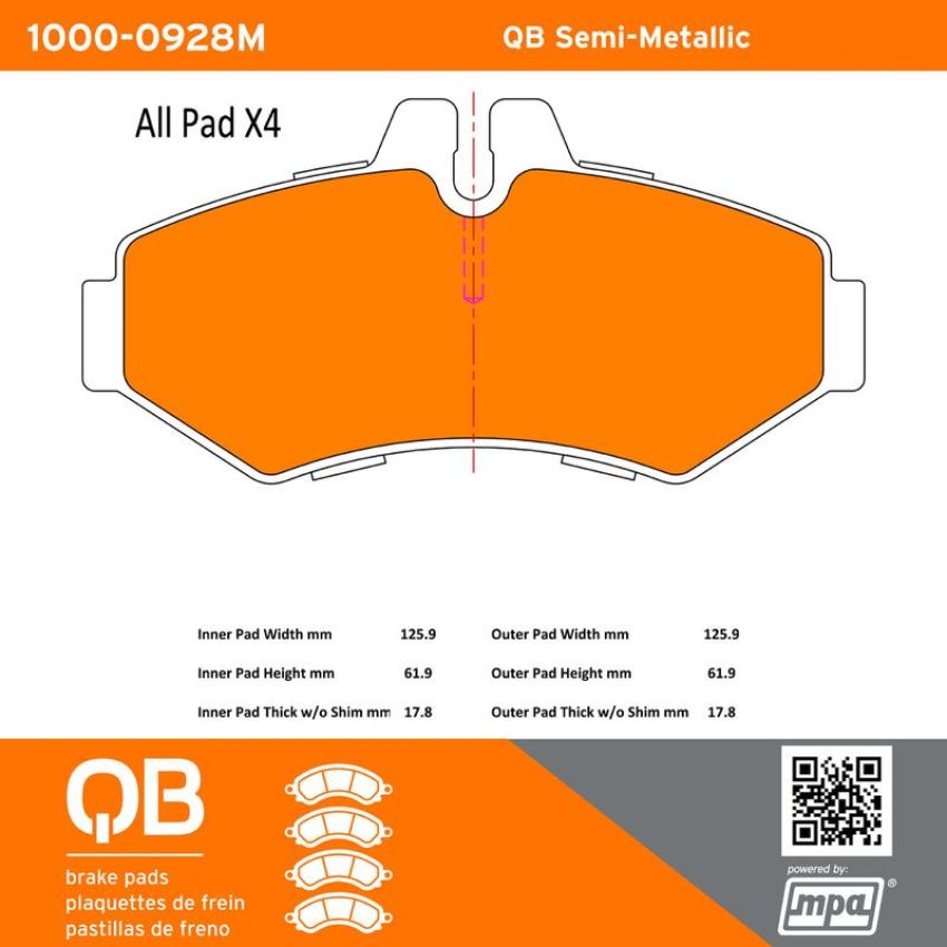 MPA 1000-0928M QB Semi-Metallic Brake Pads