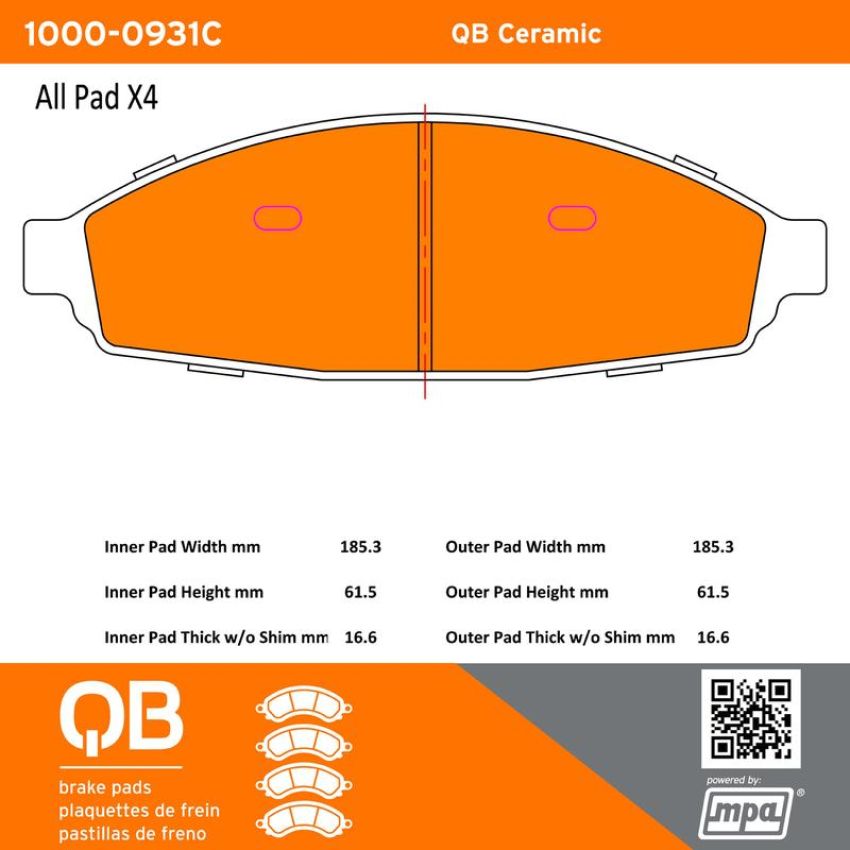 MPA 1000-0931C QB Ceramic Brake Pads