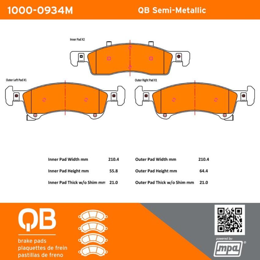 MPA 1000-0934M QB Semi-Metallic Brake Pads
