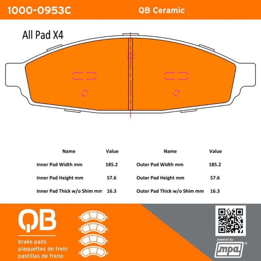 MPA 1000-0953C QB Ceramic Brake Pads