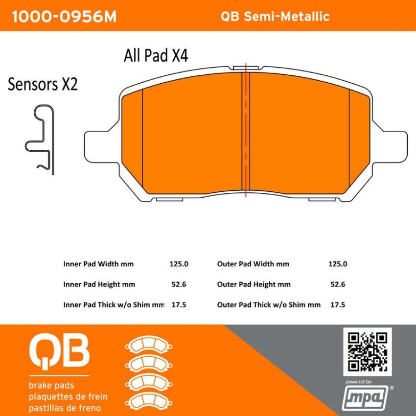 MPA 1000-0956M QB Semi-Metallic Brake Pads