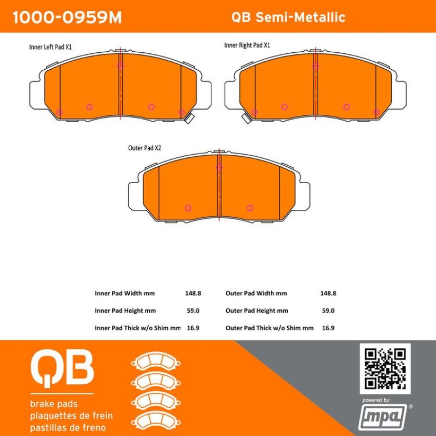 MPA 1000-0959M QB Semi-Metallic Brake Pads