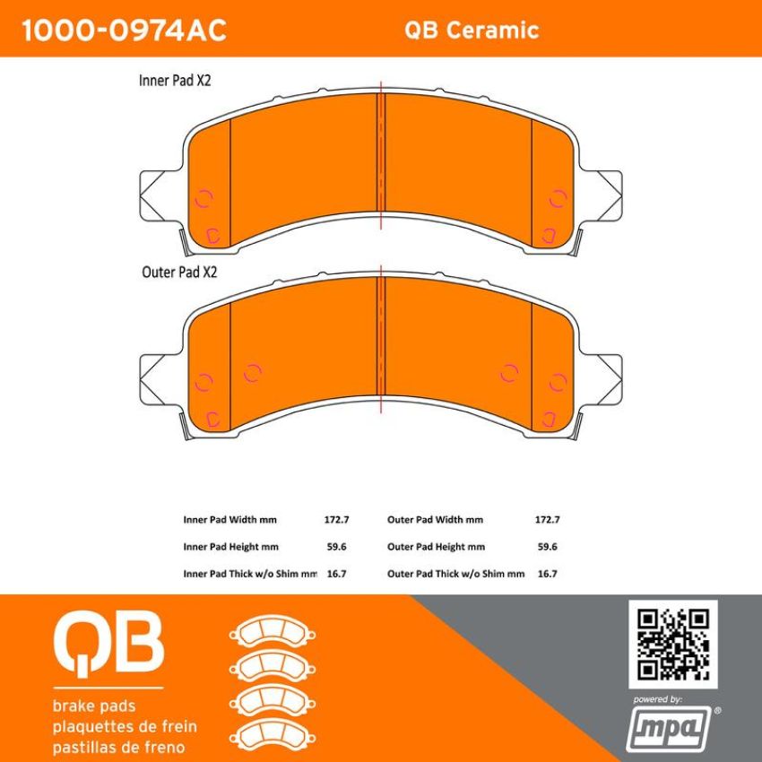 MPA 1000-0974AC QB Ceramic Brake Pads