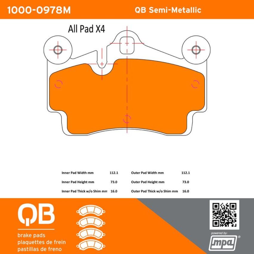 MPA 1000-0978M QB Semi-Metallic Brake Pads