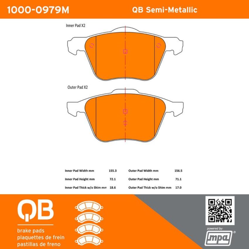 MPA 1000-0979M QB Semi-Metallic Brake Pads