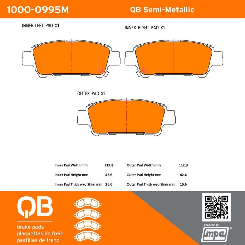 MPA 1000-0995M QB Semi-Metallic Brake Pads
