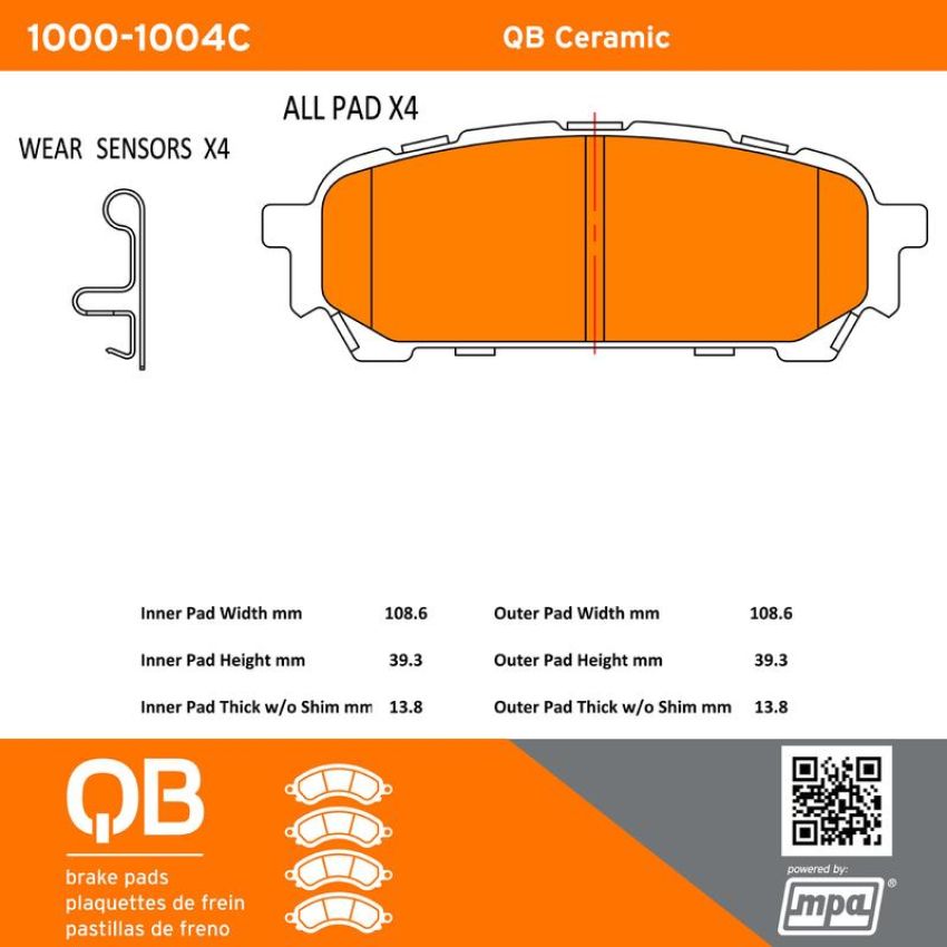MPA 1000-1004C QB Ceramic Brake Pads