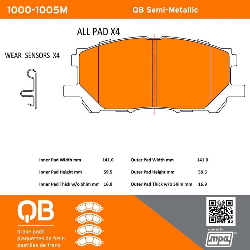 MPA 1000-1005M QB Semi-Metallic Brake Pads