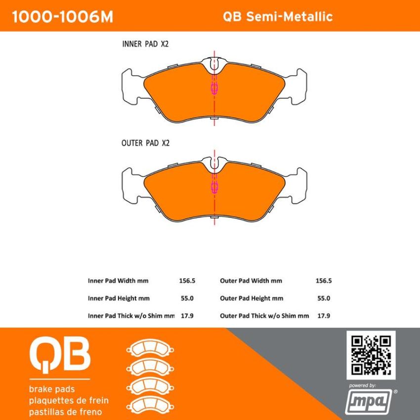 MPA 1000-1006M QB Semi-Metallic Brake Pads