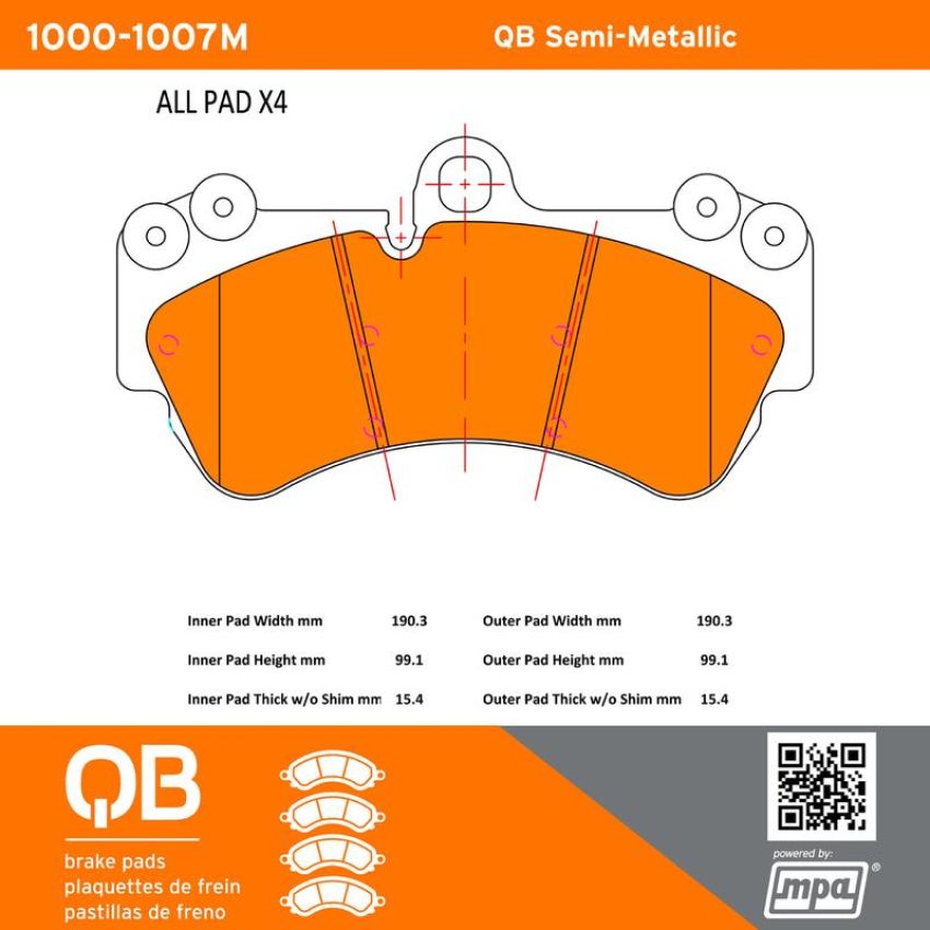 MPA 1000-1007M QB Semi-Metallic Brake Pads