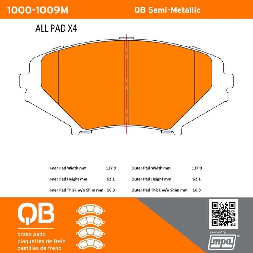 MPA 1000-1009M QB Semi-Metallic Brake Pads