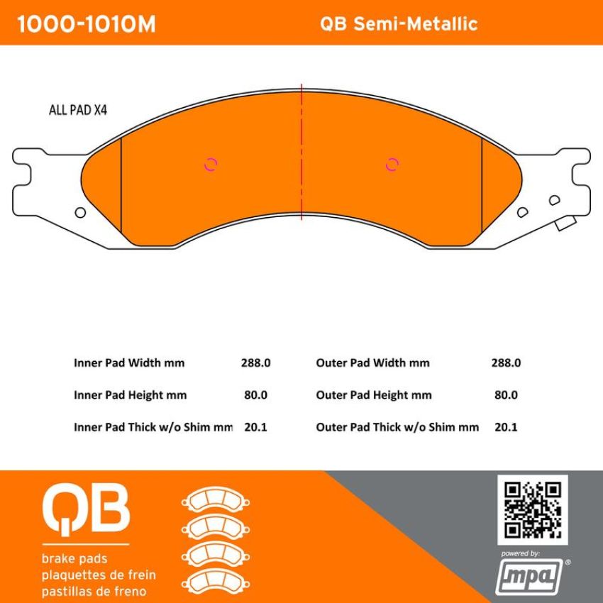 MPA 1000-1010M QB Semi-Metallic Brake Pads